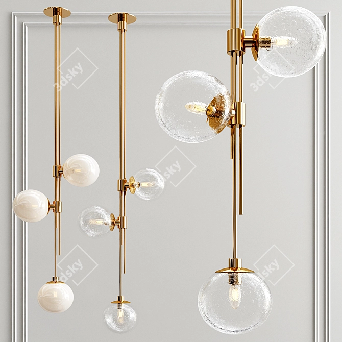 Sleek Trio Pendant Light 3D model image 1