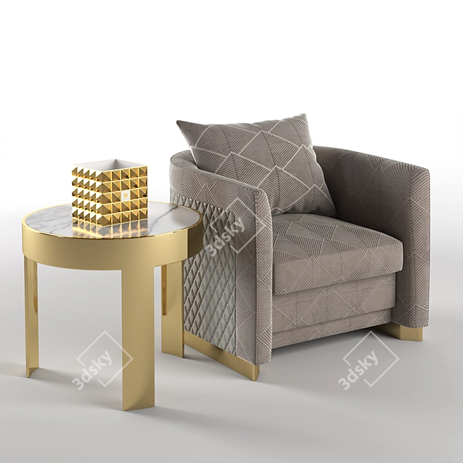 Elegant Infinity Occasional Chair & Stylish Metal End Table Set 3D model image 1