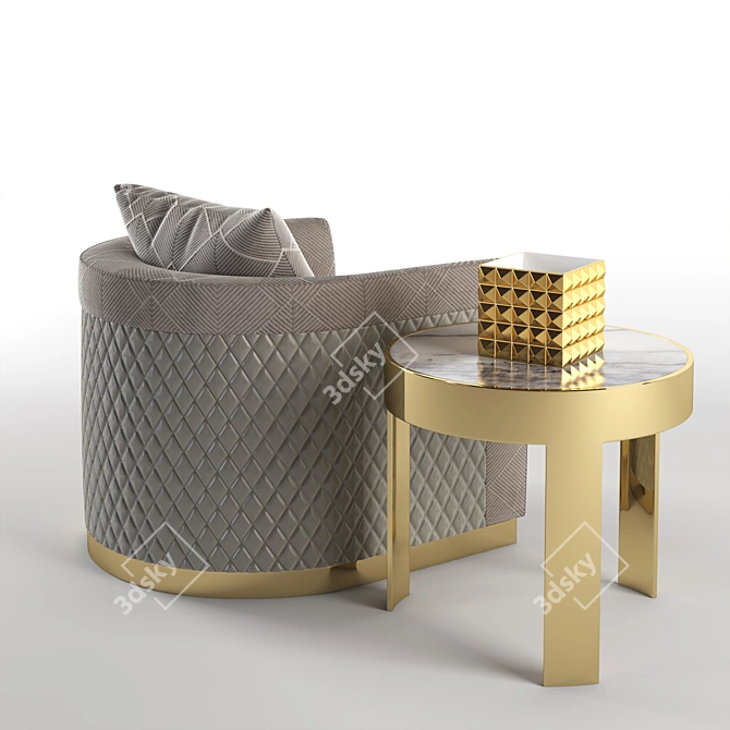 Elegant Infinity Occasional Chair & Stylish Metal End Table Set 3D model image 2