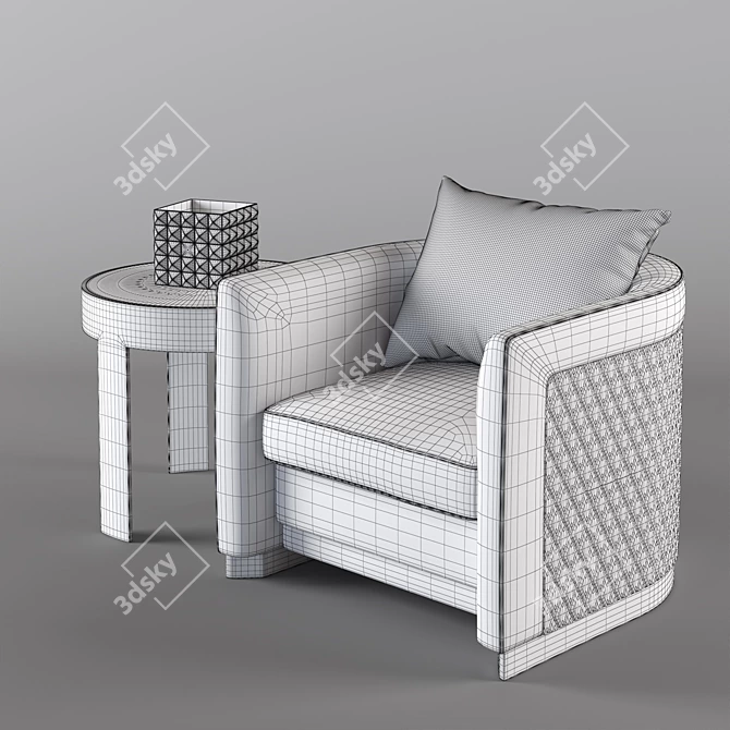 Elegant Infinity Occasional Chair & Stylish Metal End Table Set 3D model image 3