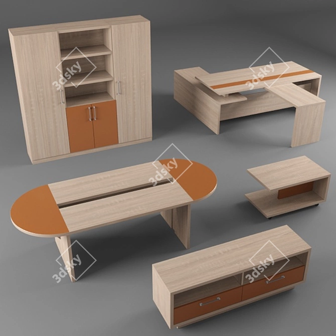 6-Piece Office Furniture Set 3D model image 1