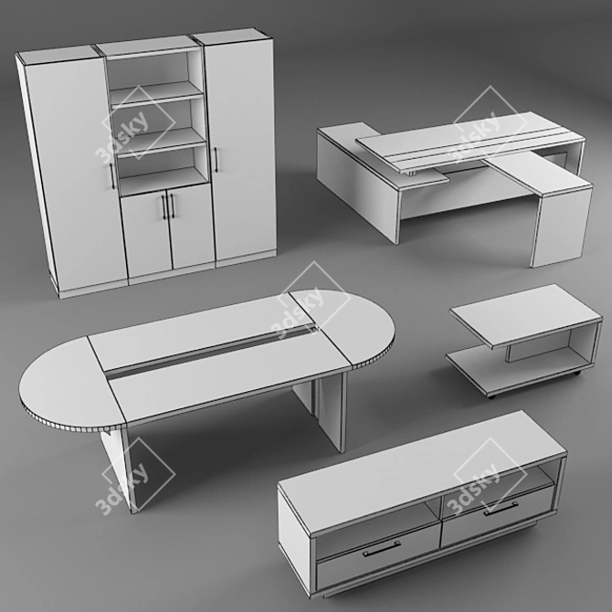 6-Piece Office Furniture Set 3D model image 2