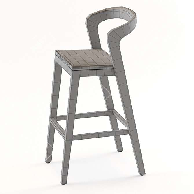 Wildspirit Play Barstool High: Solid American Walnut 3D model image 3