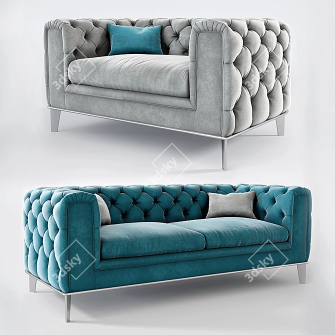 Boheme Velvet Armchair + Sofas | Prianera 3D model image 1