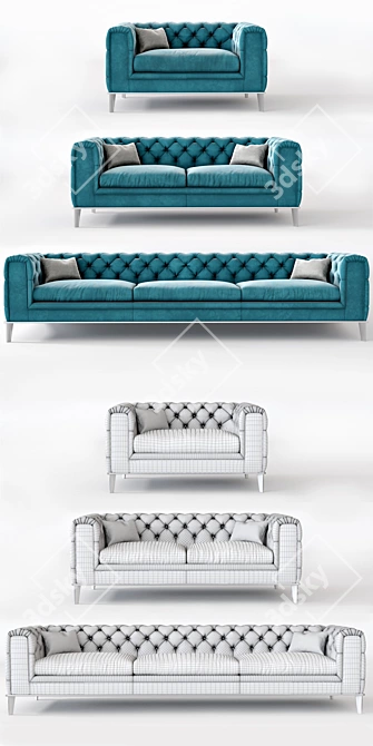 Boheme Velvet Armchair + Sofas | Prianera 3D model image 3