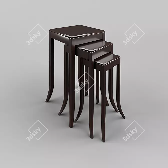 Mahogany Finish OM Side Table: Fratelli Barri Collection 3D model image 1
