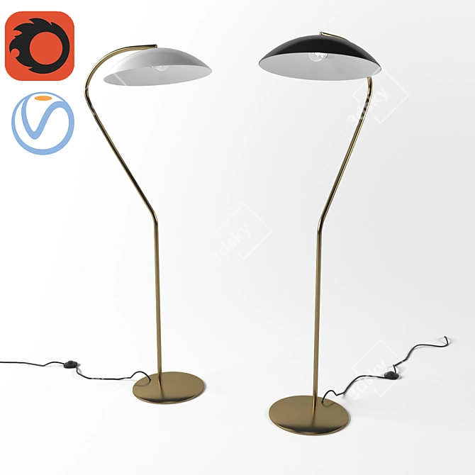 Title: Futuristic Saucer Floor Lamp 3D model image 1