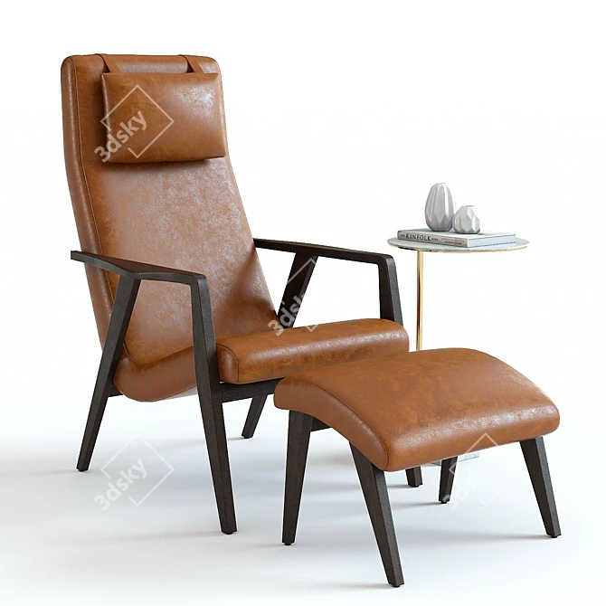 West Elm Contour Leather Set 3D model image 1