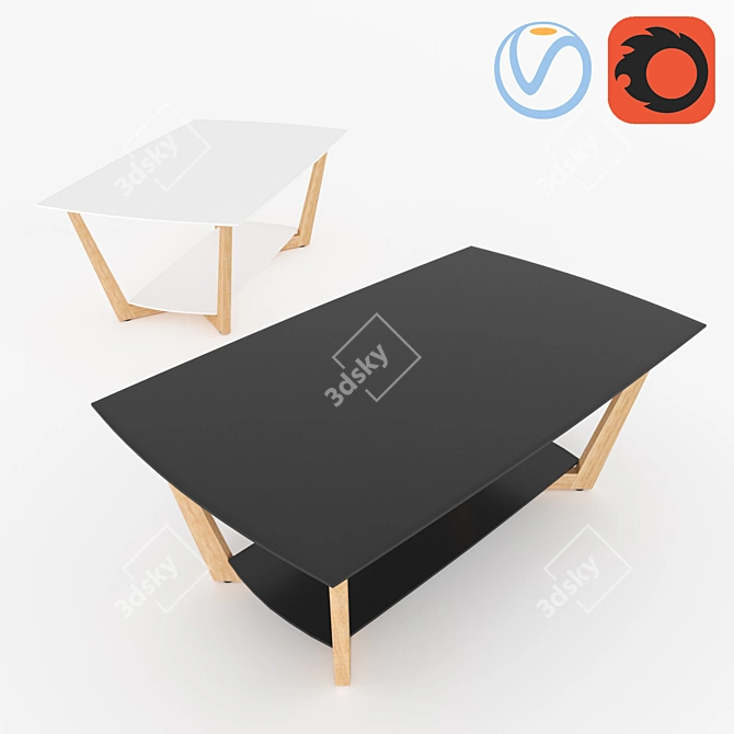 Modern Wooden Coffee Table 3D model image 2