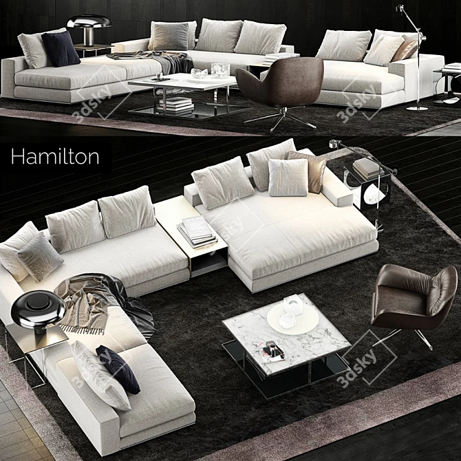 Modern Minotti Hamilton Sofa: Elegant & Comfortable 3D model image 1