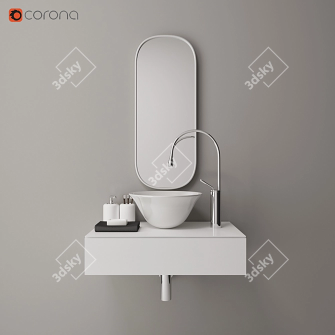 Goccia Washbasin Set: Stylish, Ceramic & White 3D model image 1