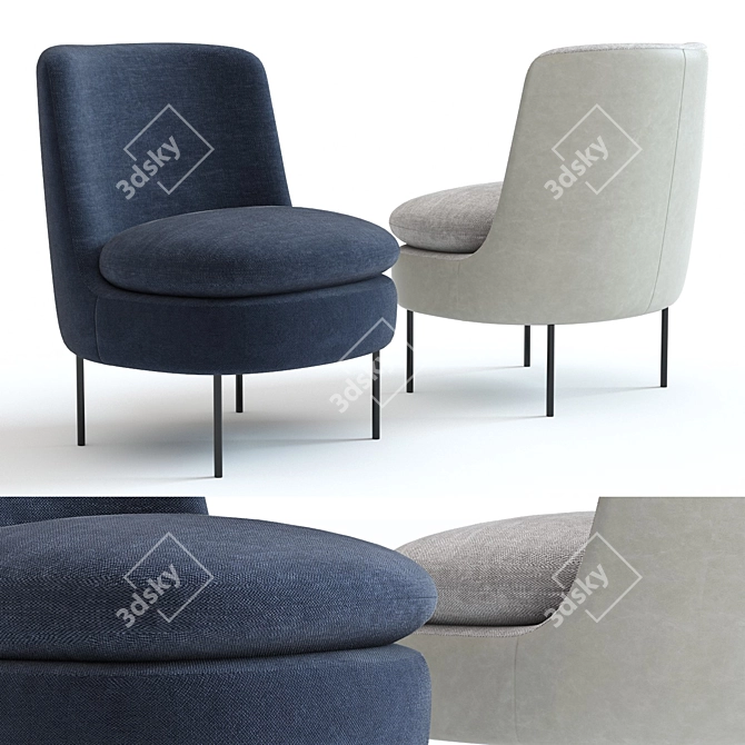 West Elm Curved Slipper Chair 3D model image 1