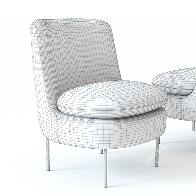 West Elm Curved Slipper Chair 3D model image 2