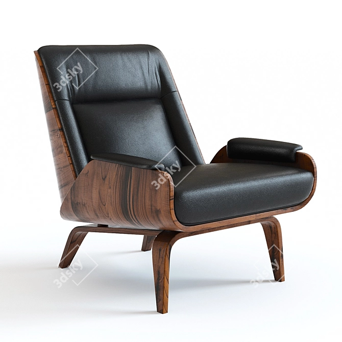 West Elm Paulo Bent Ply Leather Chair: High-Detailed 3D Model 3D model image 1