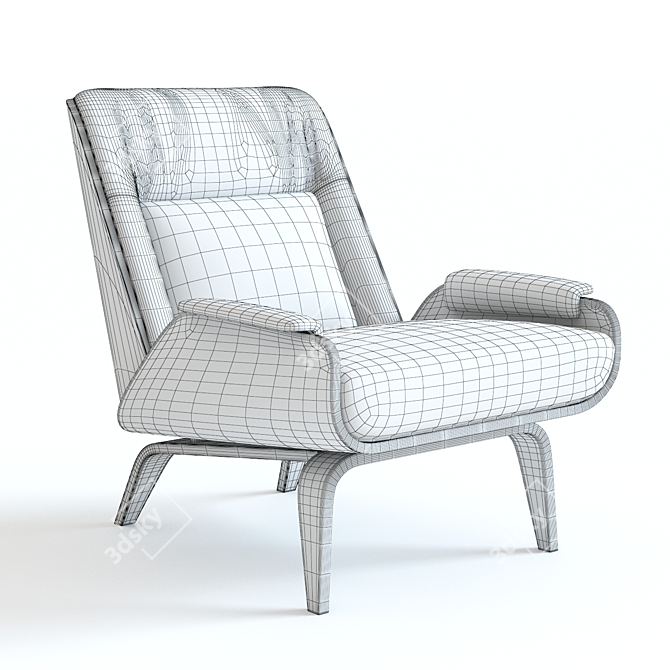 West Elm Paulo Bent Ply Leather Chair: High-Detailed 3D Model 3D model image 2