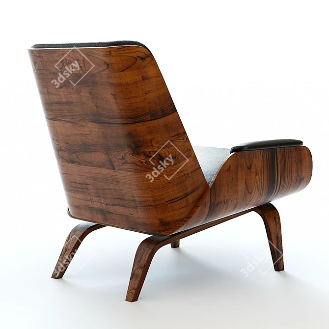 West Elm Paulo Bent Ply Leather Chair: High-Detailed 3D Model 3D model image 3