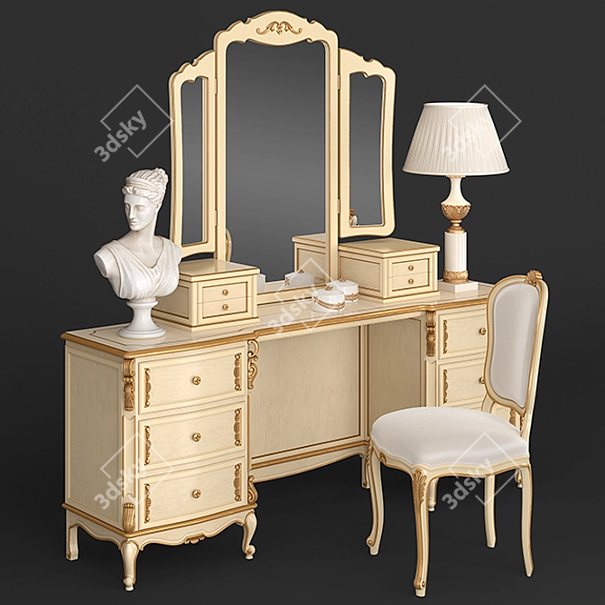 Elegant Vanity Set 3D model image 1