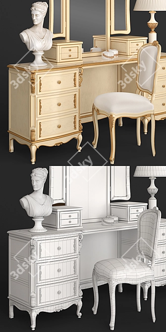 Elegant Vanity Set 3D model image 2