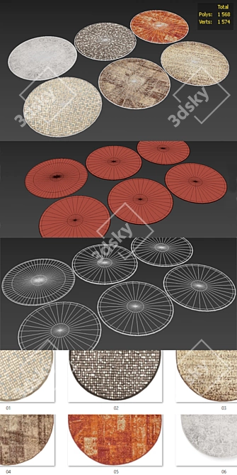 Round Rugs Collection: Stunning Design 3D model image 3