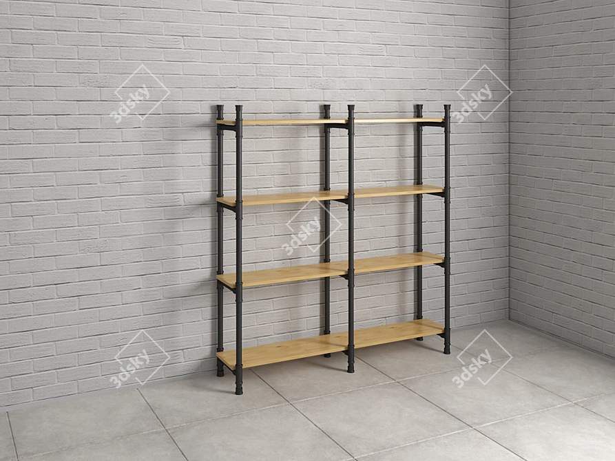 Industrial Pipe Shelf: Stylish and Functional 3D model image 1