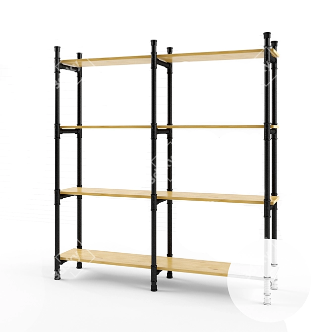 Industrial Pipe Shelf: Stylish and Functional 3D model image 2