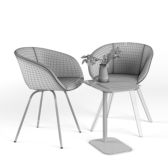 Title: Richard Hutten Bucket Chair & DeVorm MG Table 3D model image 3