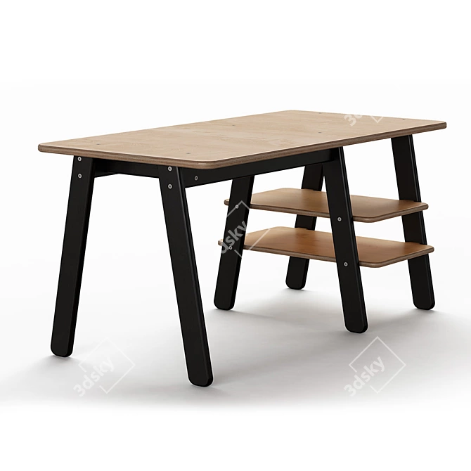 Birch Plywood Oil Finish Table 3D model image 1