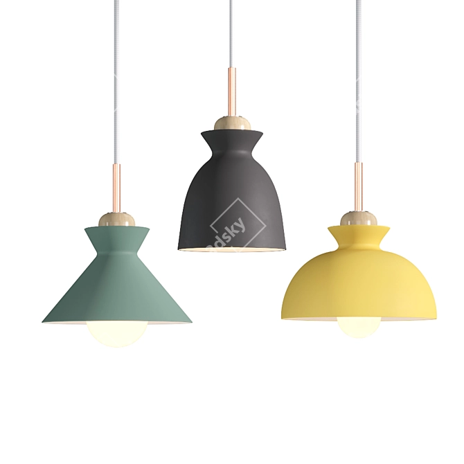 Scandinavian Style Wood Clip Lamps 3D model image 1