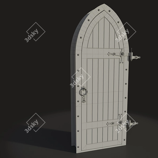 Medieval-Style Wooden Door 3D model image 3