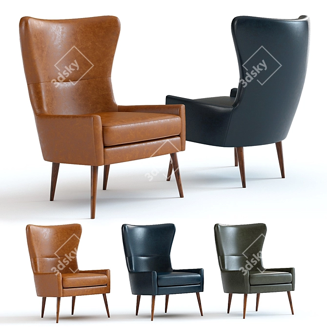 West Elm Erik Wing Chair: Luxurious 3D Model 3D model image 1