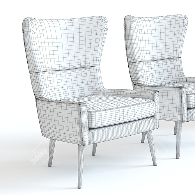 West Elm Erik Wing Chair: Luxurious 3D Model 3D model image 2