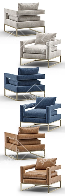 Bevin Velvet Accent Chair: Elegant and Luxurious 3D model image 2