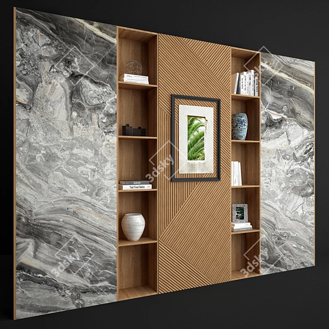 Wood and Marble Shelf 3D model image 1