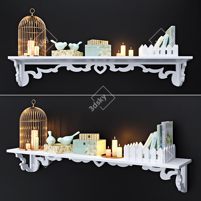 Modern Wall Shelf Set 3D model image 1