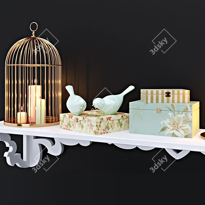 Modern Wall Shelf Set 3D model image 2