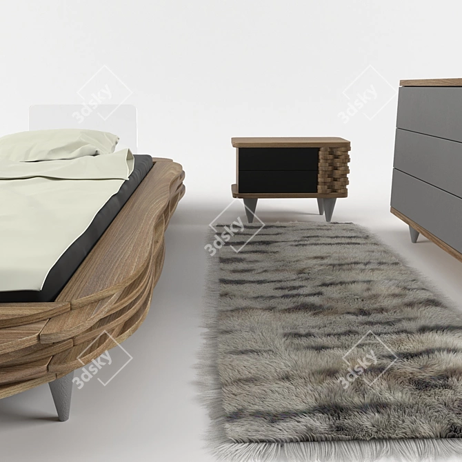 Organique Fur Bed - Luxurious Comfort 3D model image 3