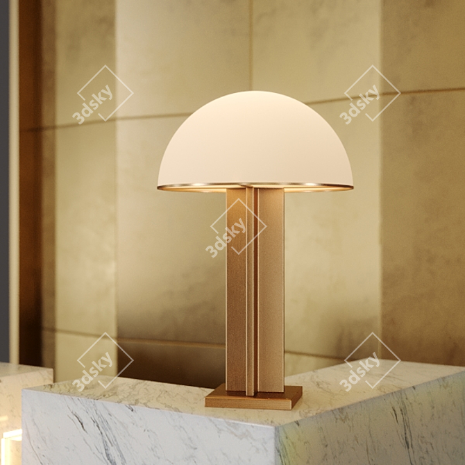 Designer Reception Desk: Eichholtz Antique Brass & White Glass 3D model image 2