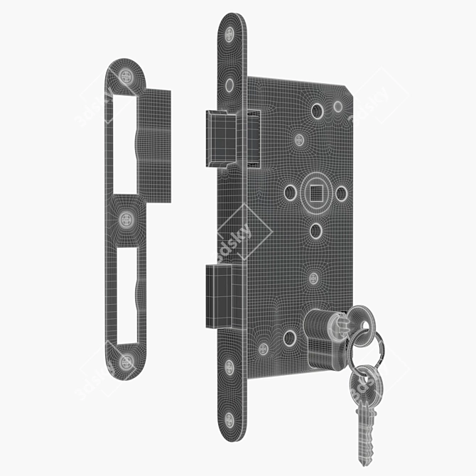 Euro Lock Cylinder with Keys 3D model image 2