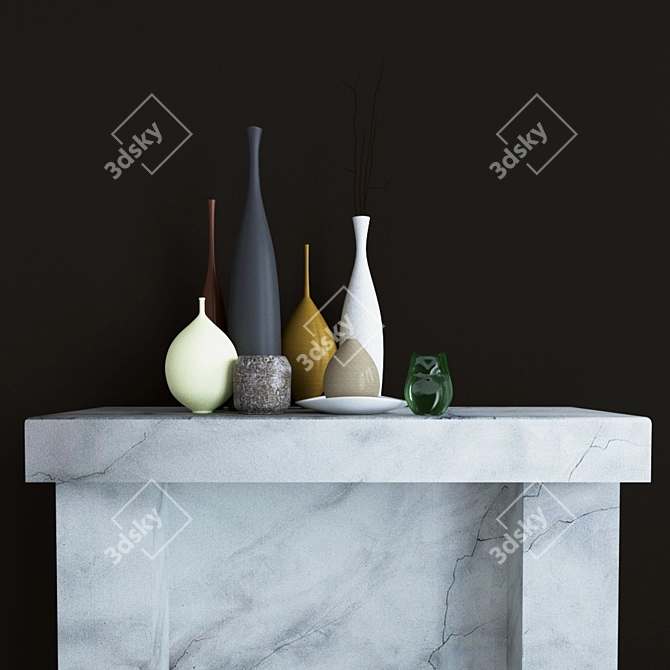 Elegant Vase Set for Chic Decor 3D model image 2