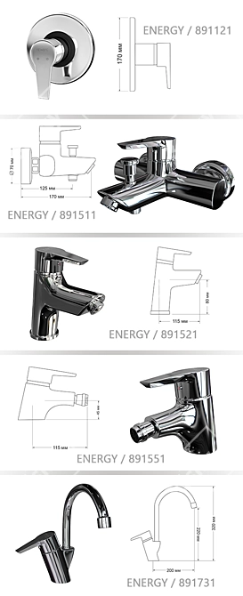 Energy Series Faucets by Newarc - Multiple Models Available 3D model image 2