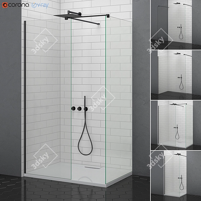 Luxury Black Modo New Shower Collection 3D model image 1