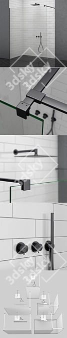 Luxury Black Modo New Shower Collection 3D model image 3