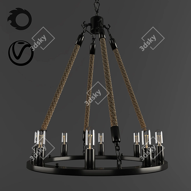 Rope-Wrapped Pendant Lamp 3D model image 1