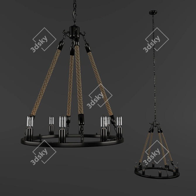 Rope-Wrapped Pendant Lamp 3D model image 2