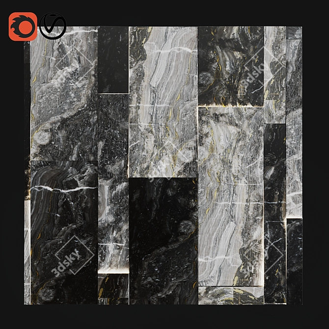 Dark Marble LED Wall Panel 3D model image 1