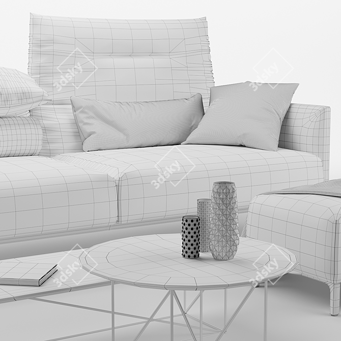 AVALANCHE | Upholstered 3-Seater Sofa 3D model image 3