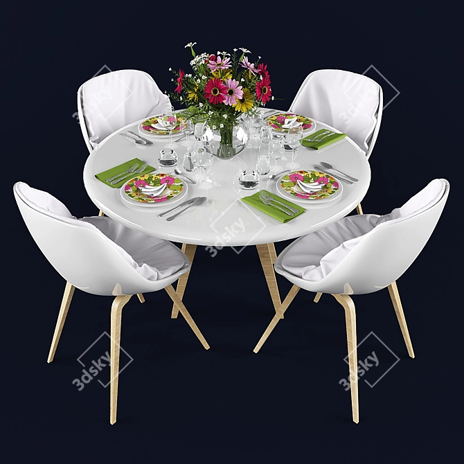 Elegant Table Setting Set 3D model image 1