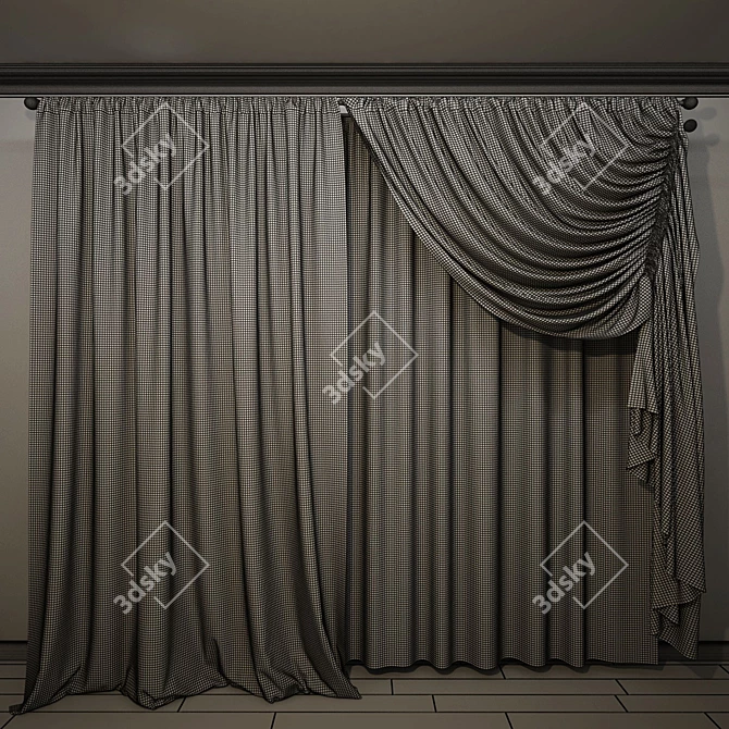 Floor-Length Tie-Up Curtains 3D model image 2