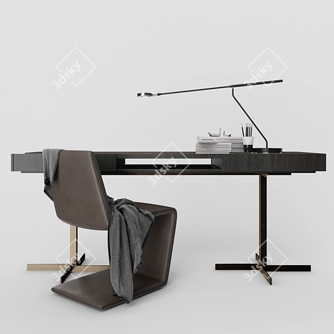 Minotti Phillips Chair and Close Writing Desk 3D model image 1