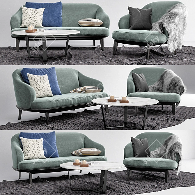 Minotti Leslie: Modern & Stylish Seating Set 3D model image 1